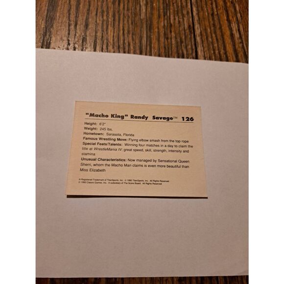 Vintage 1990 Classic WWF Macho Man Randy Savage #126 Trading Card Wrestling - Picture 2 of 2